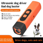 4-in-1 Ultrasonic Dog Bark Deterrent - 3-Mode Portable Training Tool with LED Flashlight