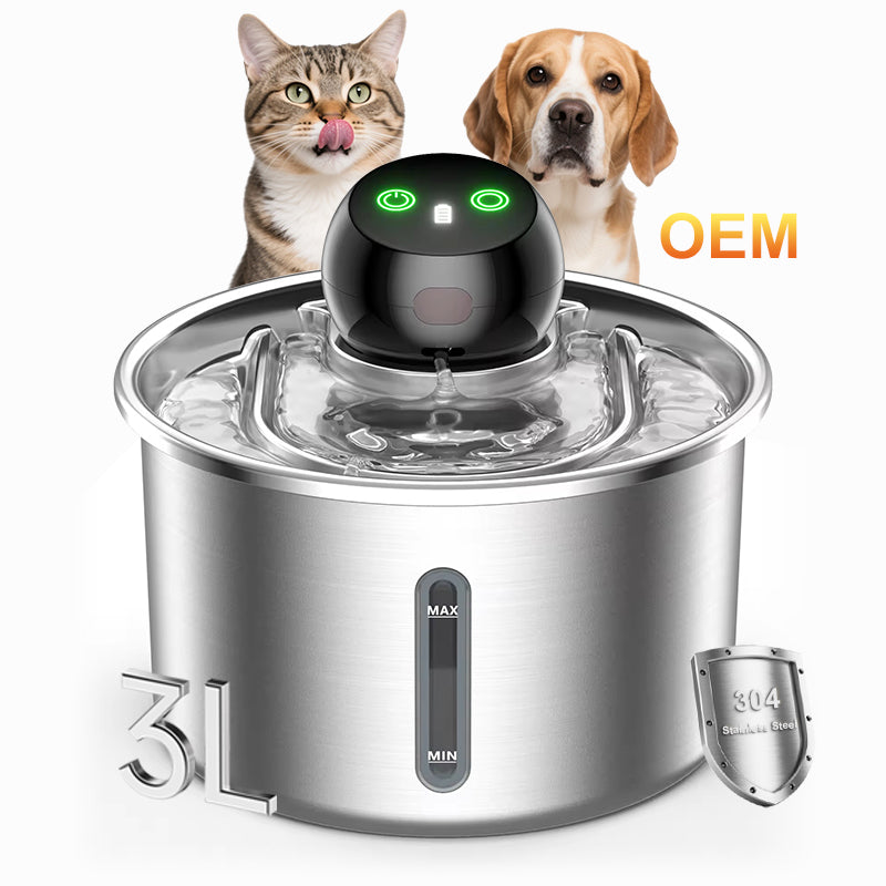 Wireless Stainless Steel Cat Water Fountain - 3.2L Ultra-Quiet with Motion Sensor