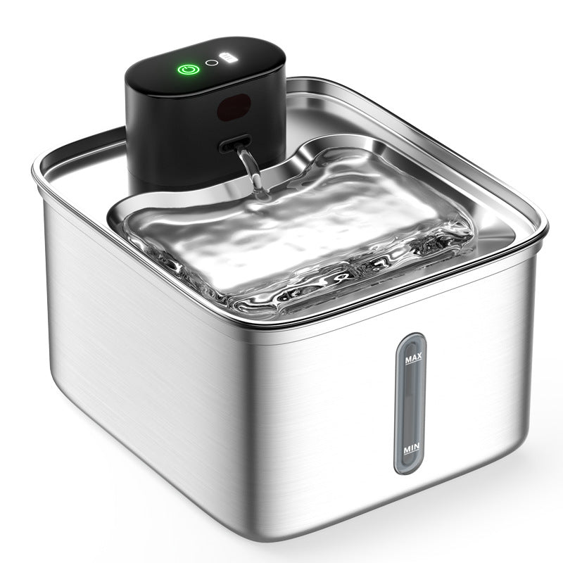 Wireless Stainless Steel Cat Water Fountain - 3.2L Ultra-Quiet with Motion Sensor