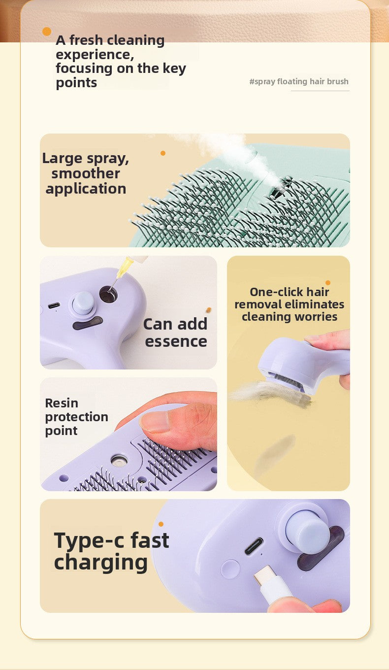 3-in-1 Steamy Cat Brush & Pet Grooming Tool | Electric Spray Massage Comb for Cats & Dogs - Say Goodbye to Flying Fur | Waggy Bazaar