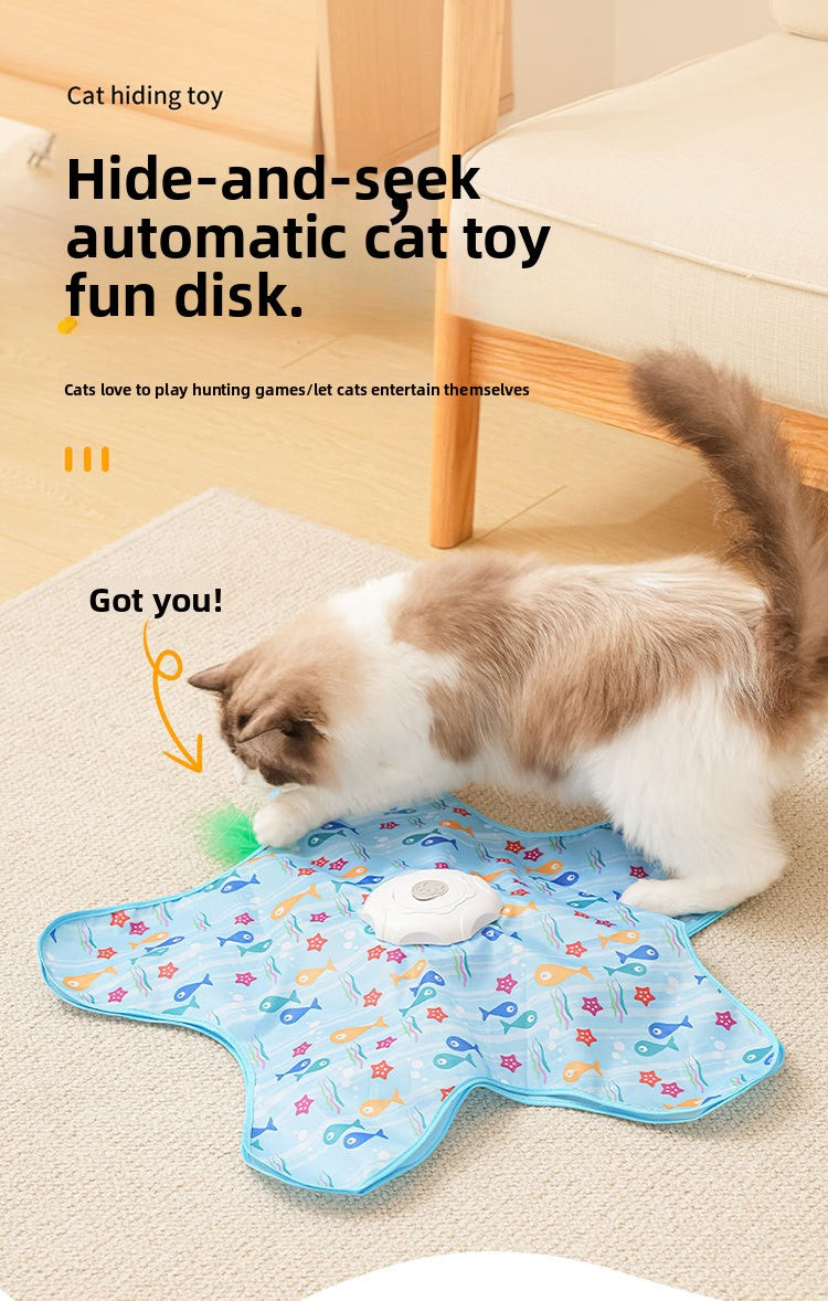 Waggy Bazaar Hide-and-Seek Automatic Cat Toy — Interactive Fun Disk with "Catch the Tail" Game for Indoor Cats, Multiple Speed Modes & Boredom Relief