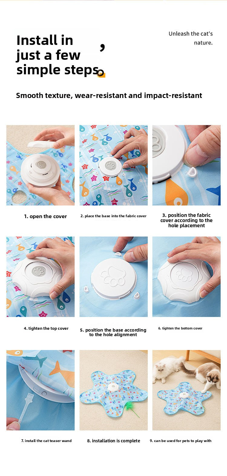 Waggy Bazaar Hide-and-Seek Automatic Cat Toy — Interactive Fun Disk with "Catch the Tail" Game for Indoor Cats, Multiple Speed Modes & Boredom Relief