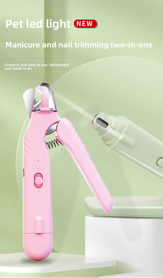 2-in-1 Pet Nail Grinder & Clipper with LED Light - Professional Quiet Electric Dog Nail Trimmer for Small Medium Large Dogs & Cats - Safe & Precision Grooming Tool, USB Rechargeable (Waggy Pink Edition) Hover Image