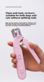 2-in-1 Pet Nail Grinder & Clipper with LED Light - Professional Quiet Electric Dog Nail Trimmer for Small Medium Large Dogs & Cats - Safe & Precision Grooming Tool, USB Rechargeable (Waggy Pink Edition)